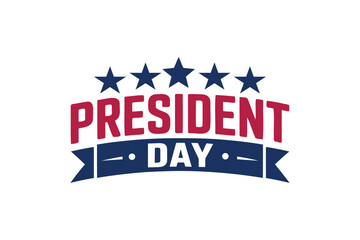 Red and blue President Day banner with stars and ribbon