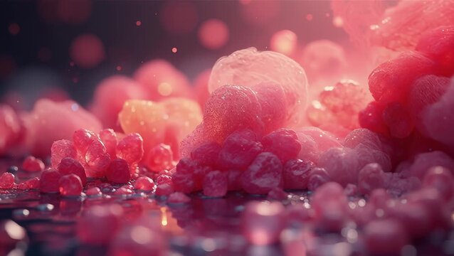 Vibrant Abstract Red Bubble Patterns and Textures in Soft Focus