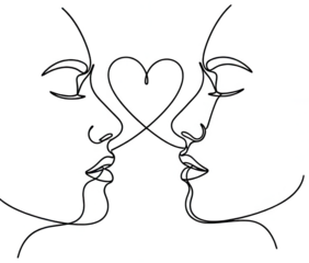 Minimalist line art png Abstract face cutout Romantic heart png Continuous line drawing cutout Simple couple png Elegant portrait cutout isolated transparent background image