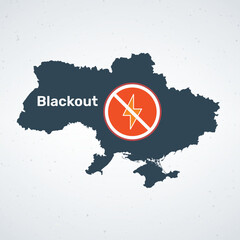 A map of Ukraine with a blackout symbol overlaid on it