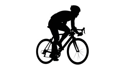 Obraz premium Silhouette of a person riding a bicycle with a helmet and wheels