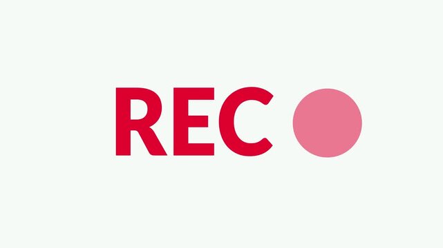 Records icon red text red circle blinking white black background animation. rec frame icon animation. record icon button Motion graphics of REC concept animation ,4k animation in alpha channel