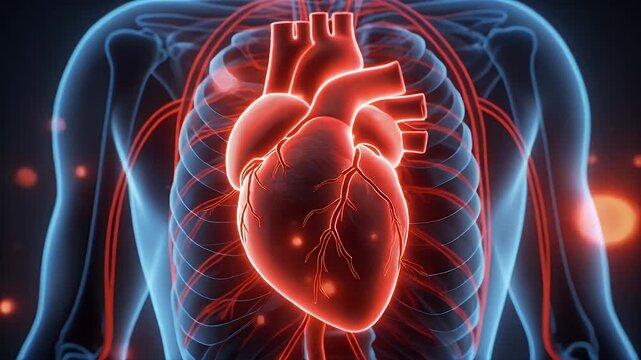 Cinematic 3D human heart anatomy medical animation