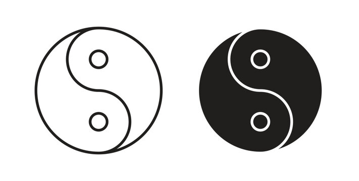 Yin yang icons. Outline icons vector collection. flat illustrations