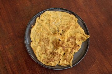 Closeup of a simple egg omelet