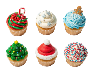 Festive cupcakes display holiday theme food bright isolated on transparent background