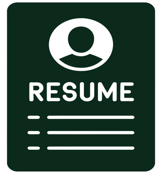 Simple icon representing a resume or profile for job applications and personal information.