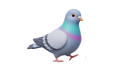 Obraz premium A vibrant illustration of a pigeon standing on a plain surface viewed from the side
