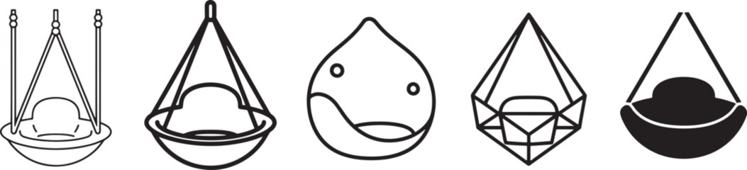 Diverse collection of hanging planter and terrarium icons for home decor and gardening design