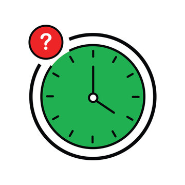 Green clock with question mark