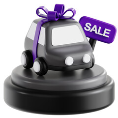 3D Car Sale Promotion Icon Gift Vehicle Deal Discount Offer Marketing Concept