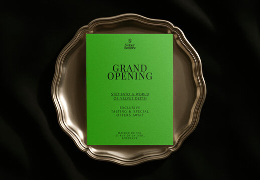Elegant Invitation With Green Card Mockup PSD