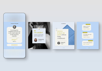 Testimonials Template for Product & Customer Testimonials, Reviews & Star Ratings with Comments, Social Media Post Layout