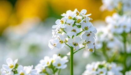 Obraz premium Beautiful white cherry blossom flowers bloom on a tree branch in a spring garden against a blue sky, showcasing the natural beauty of macro flora petals in close-up