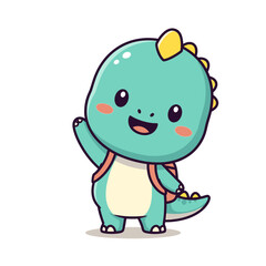 Obraz premium Adorable cartoon dinosaur character with friendly expression and playful