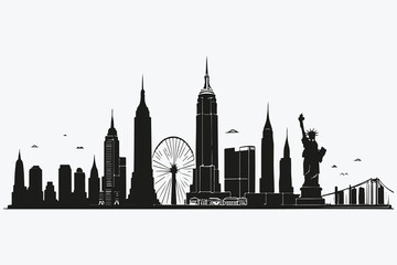 Fototapeta premium NewYork city silhouettes sketch illustration vector