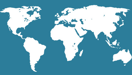 Obraz premium World map. Blue modern vector map. Silhouette map
