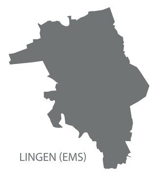 Lingen (Ems) city map with boroughs grey illustration silhouette shape