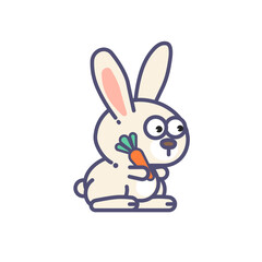 Obraz premium Cute Cartoon Rabbit Holding a Carrot