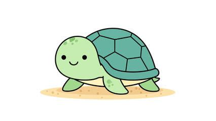 Obraz premium Adorable cartoon turtle with a cheerful face and vibrant shell in a playful