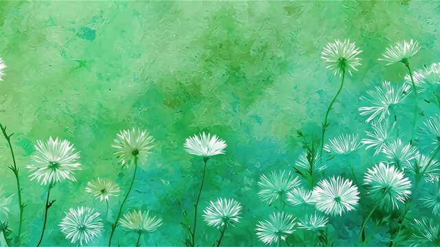 Daisies bloom gently on green screen fields concept. White daisy flower standing alone against vibrant green background with natural spring mood.