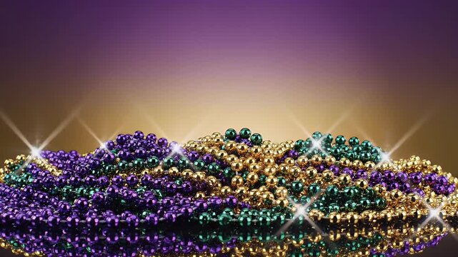 Mardi Gras Metallic Beads Necklaces Purple Green Gold Festive Gradient