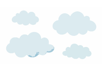 Obraz premium Soft watercolor blue clouds vector illustration isolated on white background for children and nursery designs