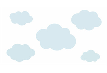 Obraz premium Playful watercolor air blue cloud shapes isolated on white background for kids illustration and design