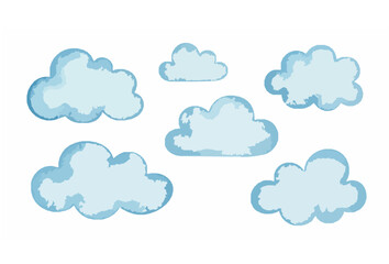 Fototapeta premium Minimal watercolor blue cloud illustration isolated on white background for children nursery and baby design