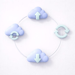 3D Clay Cloud Storage Ring&mdash;Cloud, Upload, Download, Sync Arrows