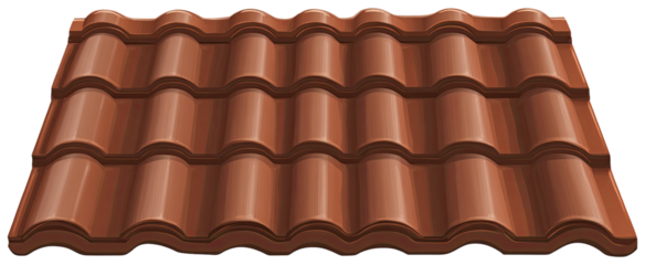 A perspective view of terracotta-colored roofing tiles, arranged in overlapping rows, offering shelter