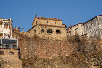 Georgia. Chapel of St. David in Tbilisi. Chapel on a rock on the bank of the Kura River. © Александр Параев
