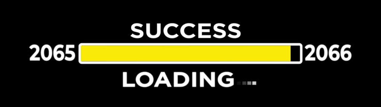 Loading bar from 2065 to 2066 new year transfer animation. Almost reaching New Year LOADING success loading bar business progress bar on black background.