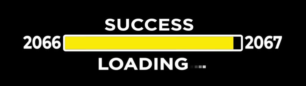 Loading bar from 2066 to 2067 new year transfer animation. Almost reaching New Year LOADING success loading bar business progress bar on black background.