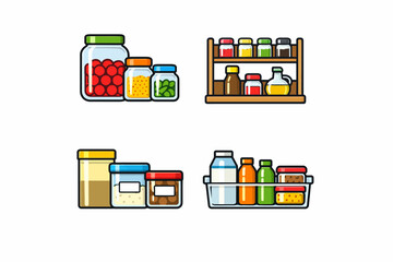 Organized pantry: colorful food storage with jars, bottles, and containers