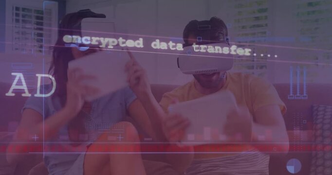 Animation of data processing over cuple using vr headsets