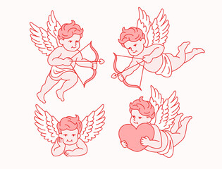 Cute Cupid design for Valentine's day decoration set. 