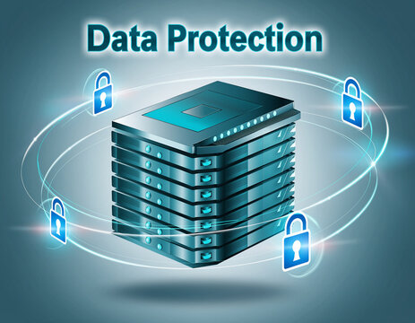 Data Protection Concept with Secure Server Stack and Padlocks