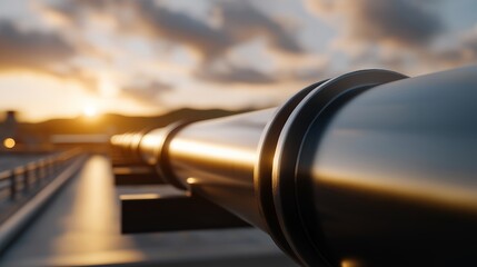 Conceptual illustration of an oil pipeline using low poly geometry, highlighting infrastructure planning, energy networks, and modern infographic visuals. cinematic color correction, natural uneven