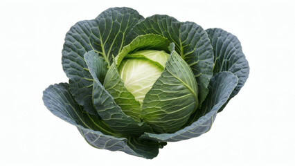 Fototapeta premium Cabbage head fresh green vegetable isolated.