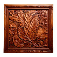 Intricate wooden carved floral panel, framed