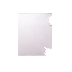 A square piece of paper with bite marks