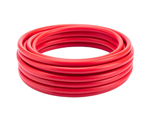 One red electrical wire isolated on transparent or white background