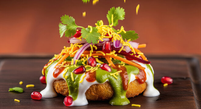 Delicious Indian Dahi Bhalla Chaat with Fresh Toppings