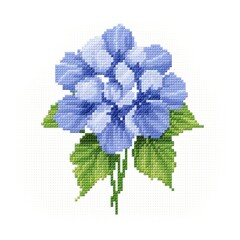 Cross stitch hydrangea embroidery needlework pattern.
