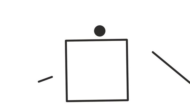 A square moves on the screen, with platforms on either side. Balls of various colors and sizes fall from above. They collide, bounce, and fly further.