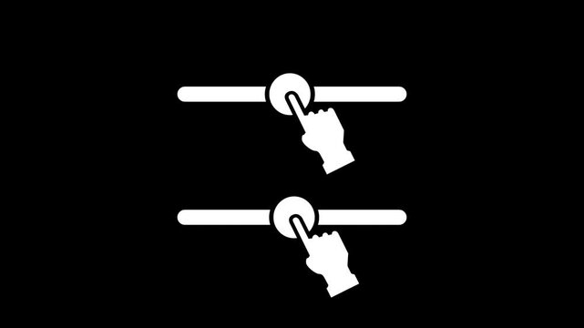 Two white hands are shown interacting with two separate horizontal slider bars to represent a multi touch gesture or the simultaneous adjustment of different parameters on a device