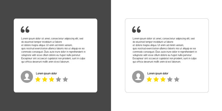 Reviews design. Vector testimonial template for web design.