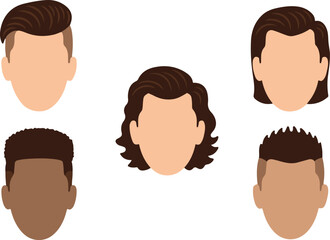 Five Different Hairstyle 2D Vector Design