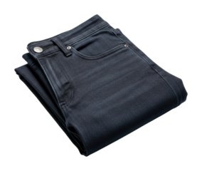 Folding black jeans apparel display minimalist isolated on transparent background